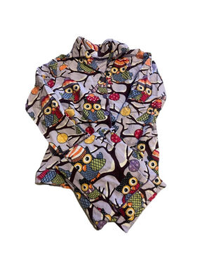 Nick & Nora Winter Owl Pajama Set Purple Flannel Sleep Cozy Whimsical S